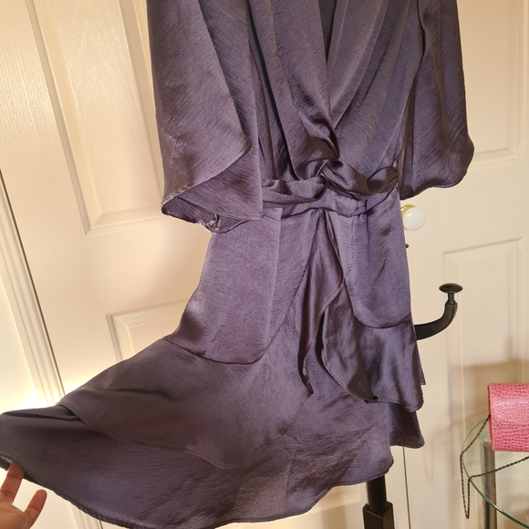 SHEIKE | Size 8 Dark Purple Fit & Flare Formal Mini Dress Party | Ruffled Dress - Picture 3 of 7